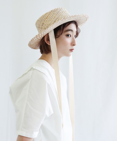 select MOCA（セレクトモカ）の「2022 SS 2WAYワイドリボンカンカン帽（ハット・レディース・ブラック/アイボリー・FREE）」の7枚目の写真