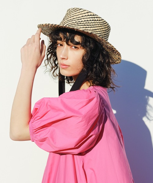 select MOCA（セレクトモカ）の「2022 SS 2WAYワイドリボンカンカン帽（ハット・レディース・ブラック/アイボリー・FREE）」の4枚目の写真