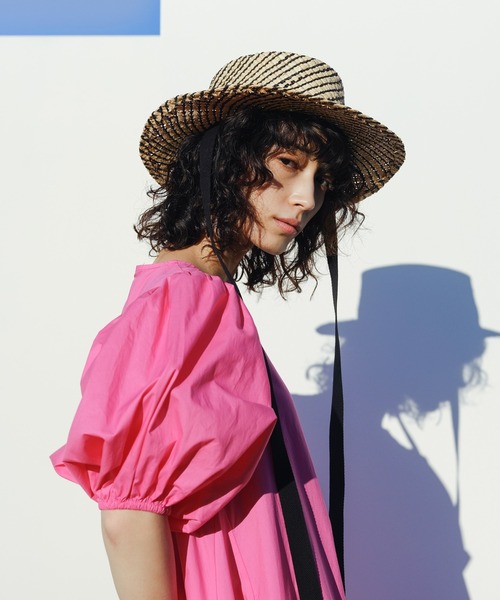 select MOCA（セレクトモカ）の「2022 SS 2WAYワイドリボンカンカン帽（ハット・レディース・ブラック/アイボリー・FREE）」の6枚目の写真