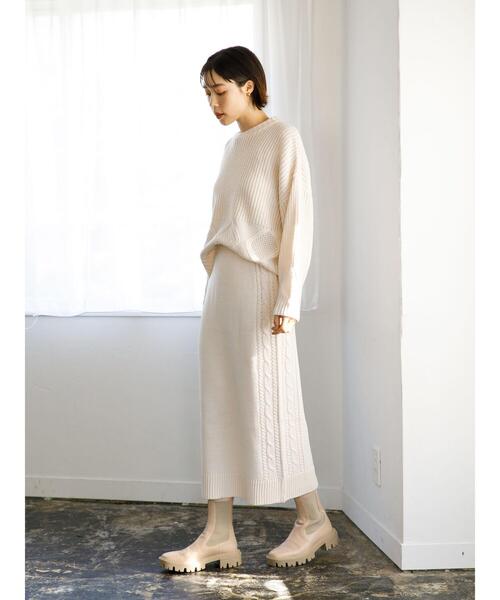 koe（コエ）の「ケーブルニットタイトスカート*（スカート・レディース・ブラック/ベージュ/ブルー/アイボリー・FREE）」の13枚目の写真