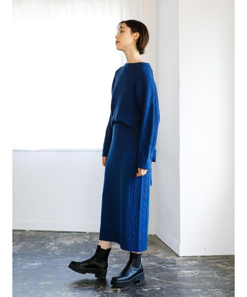 koe（コエ）の「ケーブルニットタイトスカート*（スカート・レディース・ブラック/ベージュ/ブルー/アイボリー・FREE）」の17枚目の写真