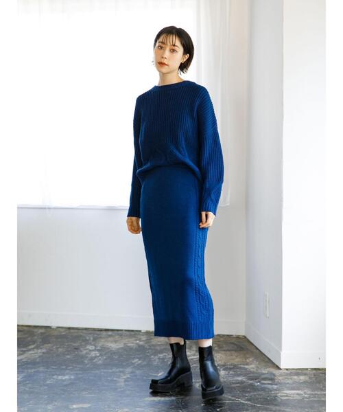 koe（コエ）の「ケーブルニットタイトスカート*（スカート・レディース・ブラック/ベージュ/ブルー/アイボリー・FREE）」の19枚目の写真