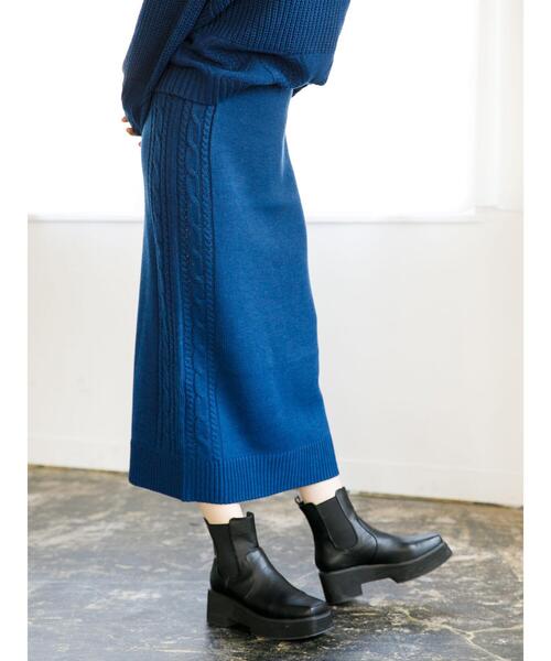 koe（コエ）の「ケーブルニットタイトスカート*（スカート・レディース・ブラック/ベージュ/ブルー/アイボリー・FREE）」の20枚目の写真