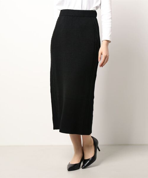 koe（コエ）の「ケーブルニットタイトスカート*（スカート・レディース・ブラック/ベージュ/ブルー/アイボリー・FREE）」の7枚目の写真