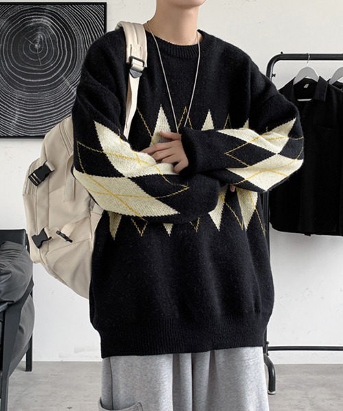 NOWLE（ノウル）の「【NOWLE】アーガイル柄 プルオーバー ニット