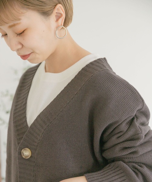ITEMS URBANRESEARCH(アイテムズ アーバンリサーチ)の「オーバーサイズカーディガン(カーディガン/ボレロ・レディース・チャコールグレー/ベージュ/パープル・FREE)」の5枚目の写真