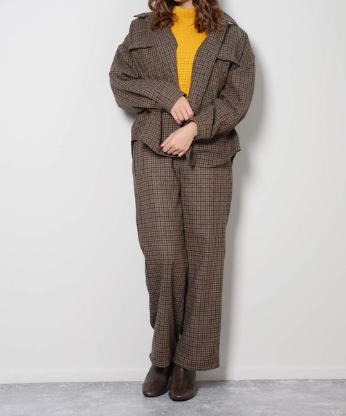 shopnikoniko(ショップニコニコ)の「ガンクラブチェックオーバーシャツ(シャツ/ブラウス・レディース・グレー/イエロー・フリー)」の4枚目の写真
