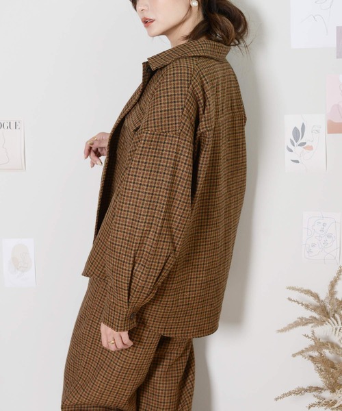 shopnikoniko(ショップニコニコ)の「ガンクラブチェックオーバーシャツ(シャツ/ブラウス・レディース・グレー/イエロー・フリー)」の7枚目の写真