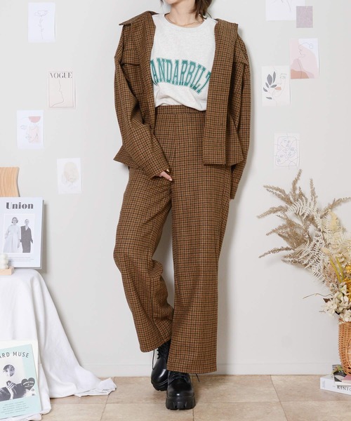 shopnikoniko(ショップニコニコ)の「ガンクラブチェックオーバーシャツ(シャツ/ブラウス・レディース・グレー/イエロー・フリー)」の8枚目の写真