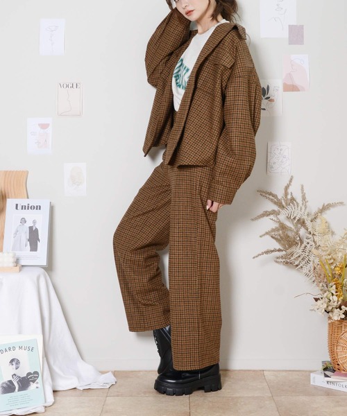 shopnikoniko(ショップニコニコ)の「ガンクラブチェックオーバーシャツ(シャツ/ブラウス・レディース・グレー/イエロー・フリー)」の9枚目の写真