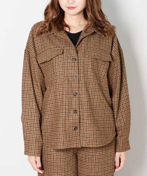 shopnikoniko(ショップニコニコ)の「ガンクラブチェックオーバーシャツ(シャツ/ブラウス・レディース・グレー/イエロー・フリー)」の10枚目の写真