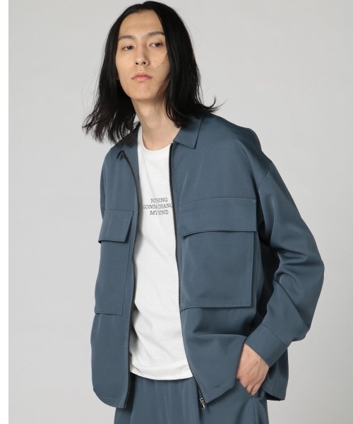 semantic design(セマンティックデザイン)の「【ストレッチ】セマンティックデザイン CPO セットアップ 長袖ルーズシャツ(セットアップパンツございます)(セットアップ・メンズ・ブラック/ブルー/グリーン・MEDIUM/LARGE)」の3枚目の写真