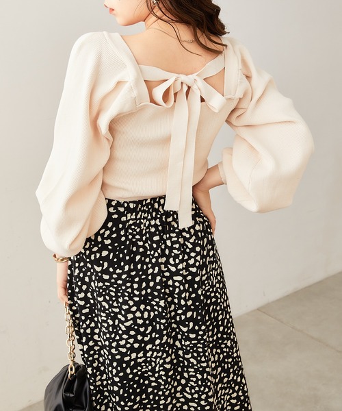 【SALONbyChico限定】バックリボンパワショルニット