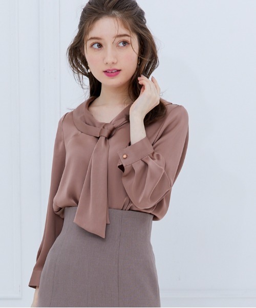 ブラウス シャツ 「再入荷！ベストセラー」ヴィンテージサテンボウタイブラウス レディース シャツ ブラウス 「再入荷！ベストセラー」ヴィンテージサテン