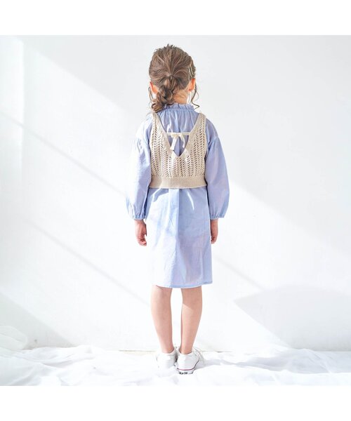 apres les cours(アプレレクール)の「ビスチェセットワンピース(ワンピース・キッズ・サックスブルー/アイボリー・120/130/100/140/90/80/110)」の9枚目の写真