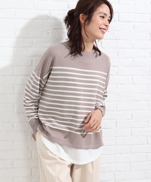 SHOO・LA・RUE（シューラルー）の「◆【2点セット】タック風ボーダーニット&タンクトップ（その他トップス・レディース・アイボリー系2/パープル系1/イエロー系2・02/03/04）」の2枚目の写真