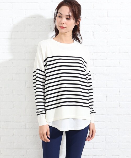 SHOO・LA・RUE（シューラルー）の「◆【2点セット】タック風ボーダーニット&タンクトップ（その他トップス・レディース・アイボリー系2/パープル系1/イエロー系2・02/03/04）」の7枚目の写真