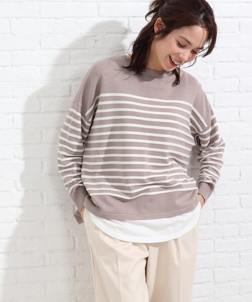 SHOO・LA・RUE（シューラルー）の「◆【2点セット】タック風ボーダーニット&タンクトップ（その他トップス・レディース・アイボリー系2/パープル系1/イエロー系2・02/03/04）」の4枚目の写真