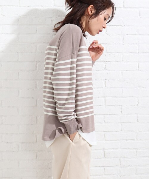 SHOO・LA・RUE（シューラルー）の「◆【2点セット】タック風ボーダーニット&タンクトップ（その他トップス・レディース・アイボリー系2/パープル系1/イエロー系2・02/03/04）」の8枚目の写真