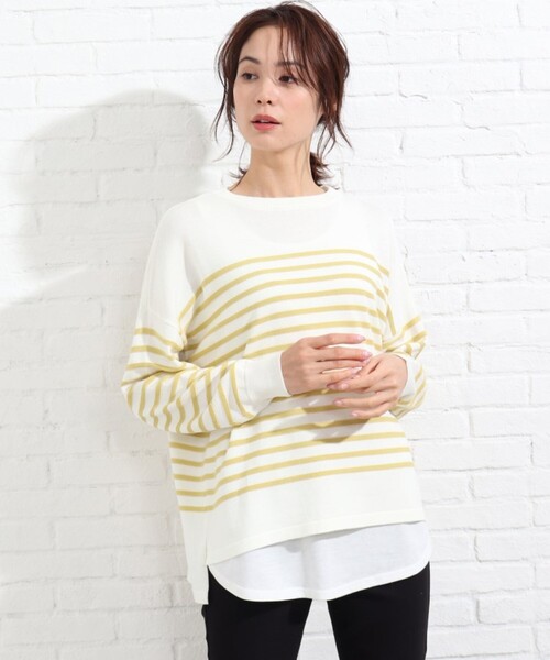 SHOO・LA・RUE（シューラルー）の「◆【2点セット】タック風ボーダーニット&タンクトップ（その他トップス・レディース・アイボリー系2/パープル系1/イエロー系2・02/03/04）」の16枚目の写真