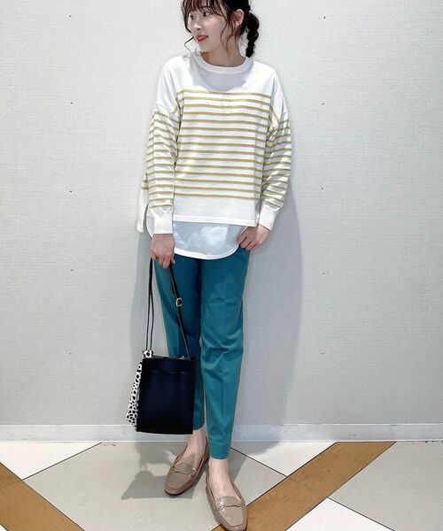 SHOO・LA・RUE（シューラルー）の「◆【2点セット】タック風ボーダーニット&タンクトップ（その他トップス・レディース・アイボリー系2/パープル系1/イエロー系2・02/03/04）」の6枚目の写真