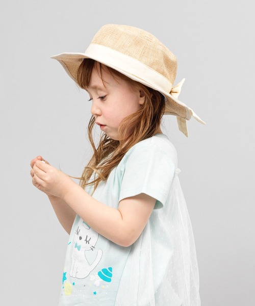 KP DECO（ケーピーデコ）の「リボン付き麻風ポリエステル素材の帽子(M-L)（ハット・キッズ・ブラック/オフホワイト・MEDIUM/LARGE）」の9枚目の写真