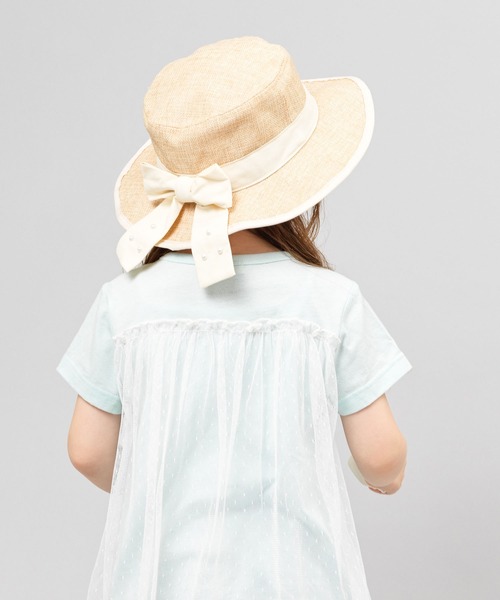 KP DECO（ケーピーデコ）の「リボン付き麻風ポリエステル素材の帽子(M-L)（ハット・キッズ・ブラック/オフホワイト・MEDIUM/LARGE）」の10枚目の写真