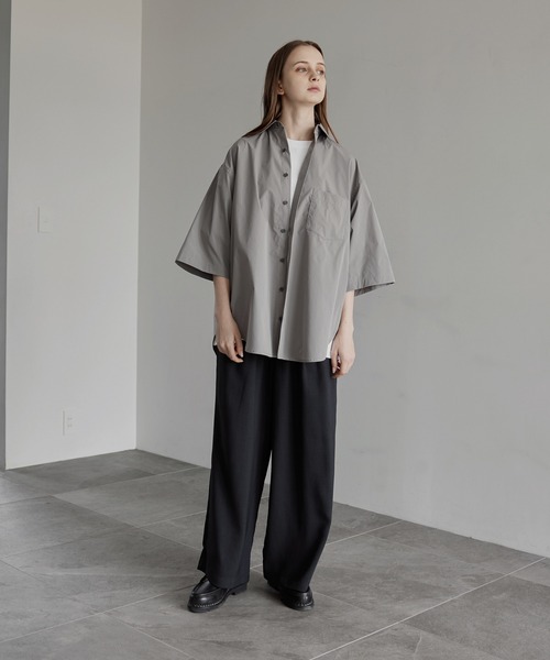 remer（リメール）の「loose taslan over shirt / ルーズタスランオーバーシャツ（シャツ/ブラウス・メンズ・グレイッシュベージュ/グリーン・MEDIUM/LARGE/SMALL）」の7枚目の写真