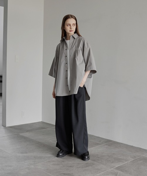 remer（リメール）の「loose taslan over shirt / ルーズタスランオーバーシャツ（シャツ/ブラウス・メンズ・グレイッシュベージュ/グリーン・MEDIUM/LARGE/SMALL）」の10枚目の写真