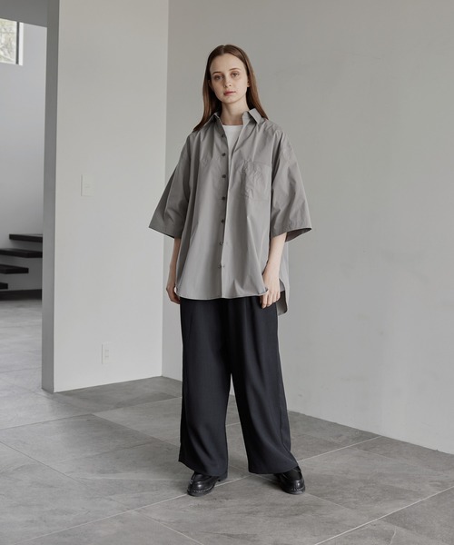 remer（リメール）の「loose taslan over shirt / ルーズタスランオーバーシャツ（シャツ/ブラウス・メンズ・グレイッシュベージュ/グリーン・MEDIUM/LARGE/SMALL）」の12枚目の写真