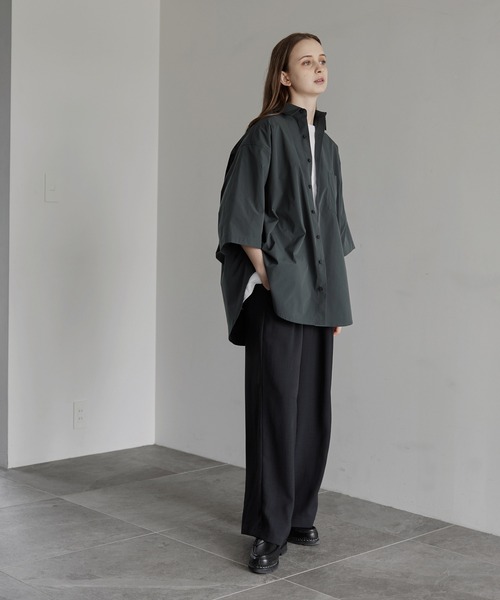 remer（リメール）の「loose taslan over shirt / ルーズタスランオーバーシャツ（シャツ/ブラウス・メンズ・グレイッシュベージュ/グリーン・MEDIUM/LARGE/SMALL）」の17枚目の写真