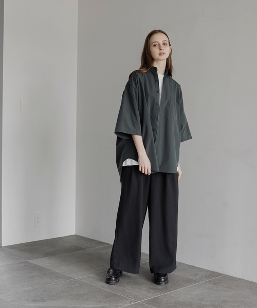 remer（リメール）の「loose taslan over shirt / ルーズタスランオーバーシャツ（シャツ/ブラウス・メンズ・グレイッシュベージュ/グリーン・MEDIUM/LARGE/SMALL）」の20枚目の写真