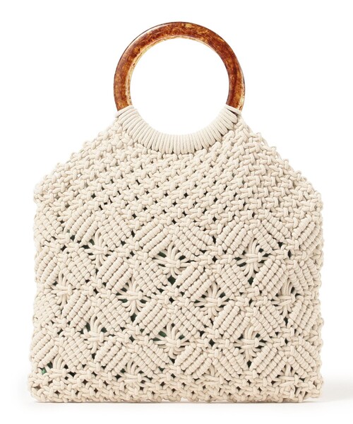 Ray BEAMS(レイビームス)の「Ray BEAMS / アクリル ハンドル 編み バッグ(かごバッグ・レディース・オフホワイト/ブラウン系その他3・ONE SIZE)」の5枚目の写真
