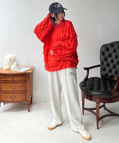 セール】○ロゴ刺繍ルーズスウェットパンツ セットアップ可能