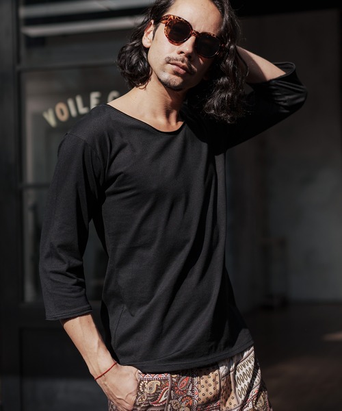 CAMBIO(カンビオ)の「mlt3760-カットオフUネック7分袖カットソー(Tシャツ/カットソー・メンズ・ネイビー/グレー/モカ/ホワイト/ブラック・L/S/M)」の21枚目の写真