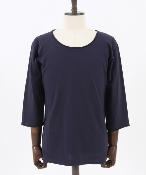 CAMBIO(カンビオ)の「mlt3760-カットオフUネック7分袖カットソー(Tシャツ/カットソー・メンズ・ネイビー/グレー/モカ/ホワイト/ブラック・L/S/M)」の6枚目の写真