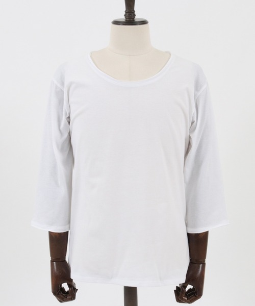 CAMBIO(カンビオ)の「mlt3760-カットオフUネック7分袖カットソー(Tシャツ/カットソー・メンズ・ネイビー/グレー/モカ/ホワイト/ブラック・L/S/M)」の8枚目の写真