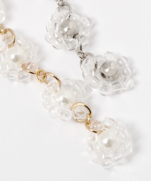 Me%(ミィパーセント)の「クリアIラインビーズピアス(ピアス(両耳用)・レディース・ホワイト/グレー系その他・FREE)」の3枚目の写真