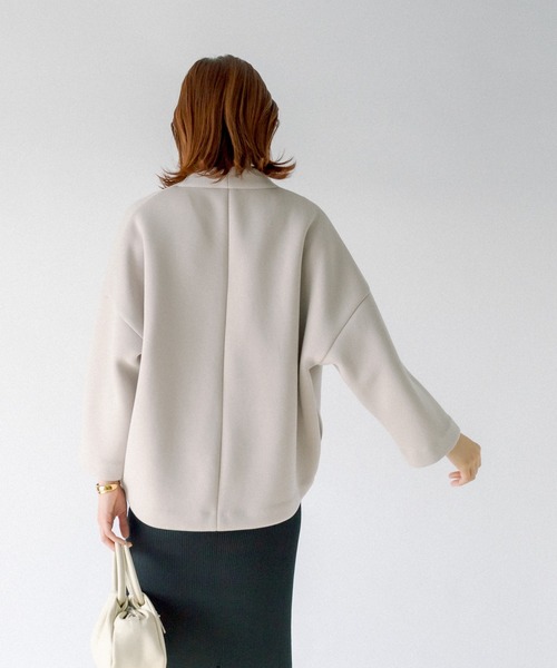 RIVE DROITE（リヴドロワ）の「ダンボールVネックブルゾン（ノーカラーコート・レディース・スカイブルー/ベージュ・FREE）」の9枚目の写真