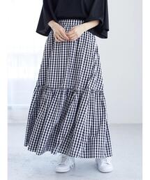 ESCAR | ・ESCAR ギンガムティアードスカート(スカート)