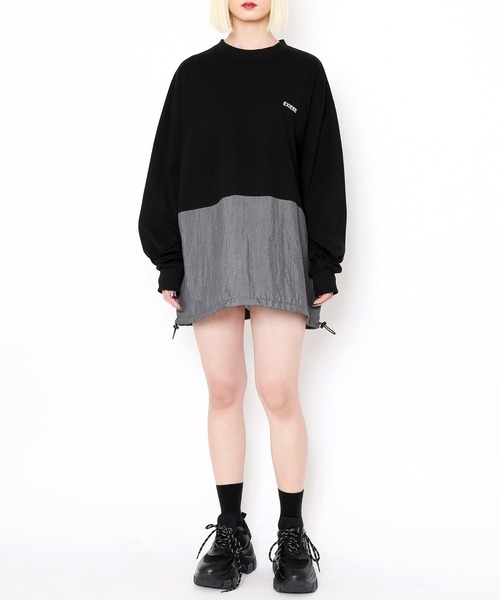 EXIEEE（イグジー）の「ナイロン切り替えロンＴ（Tシャツ/カットソー・レディース・ブラック/ホワイト/パープル・SMALL/MEDIUM/LARGE）」の6枚目の写真