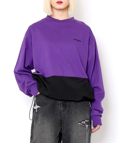 EXIEEE（イグジー）の「ナイロン切り替えロンＴ（Tシャツ/カットソー・レディース・ブラック/ホワイト/パープル・SMALL/MEDIUM/LARGE）」の19枚目の写真