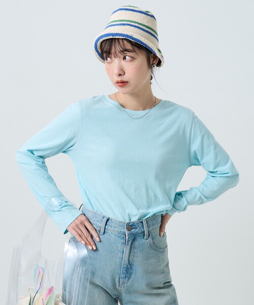 FREAK'S STORE(フリークスストア)の「シアーロングスリーブTシャツ(Tシャツ/カットソー・レディース・サックスブルー/オレンジ/グリーン・フリ-)」の3枚目の写真