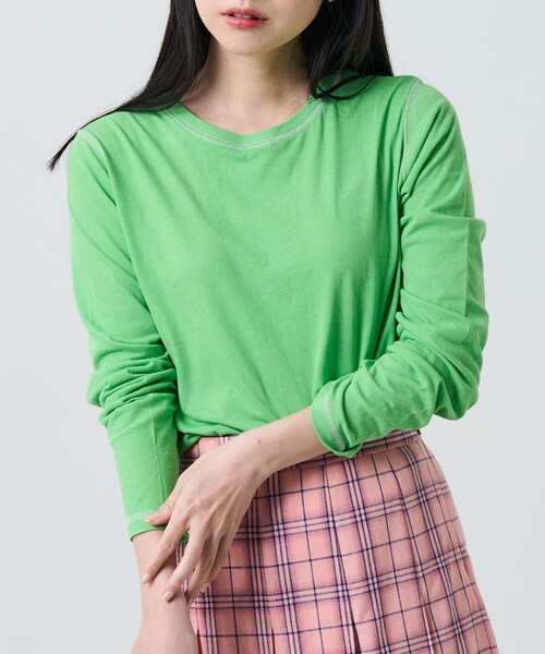 FREAK'S STORE(フリークスストア)の「シアーロングスリーブTシャツ(Tシャツ/カットソー・レディース・サックスブルー/オレンジ/グリーン・フリ-)」の4枚目の写真