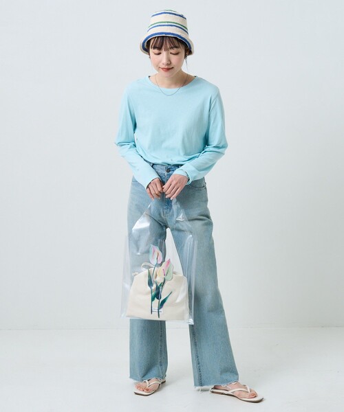 FREAK'S STORE(フリークスストア)の「シアーロングスリーブTシャツ(Tシャツ/カットソー・レディース・サックスブルー/オレンジ/グリーン・フリ-)」の11枚目の写真