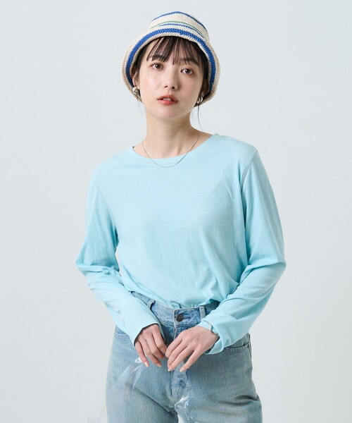 FREAK'S STORE(フリークスストア)の「シアーロングスリーブTシャツ(Tシャツ/カットソー・レディース・サックスブルー/オレンジ/グリーン・フリ-)」の6枚目の写真