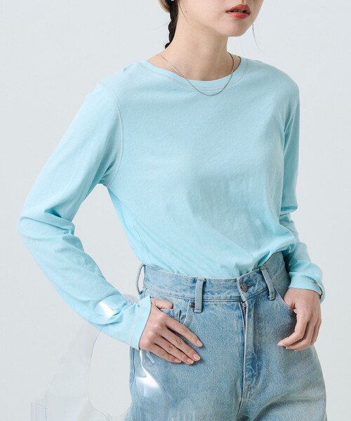 FREAK'S STORE(フリークスストア)の「シアーロングスリーブTシャツ(Tシャツ/カットソー・レディース・サックスブルー/オレンジ/グリーン・フリ-)」の12枚目の写真