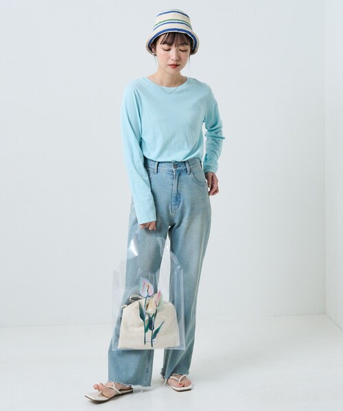 FREAK'S STORE(フリークスストア)の「シアーロングスリーブTシャツ(Tシャツ/カットソー・レディース・サックスブルー/オレンジ/グリーン・フリ-)」の7枚目の写真