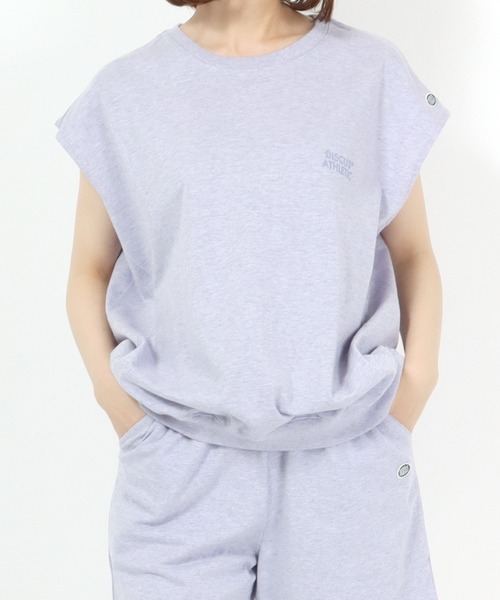 DISCUS ATHLETIC(ディスカス アスレチック)の「DISCUS ATHLETIC(ディスカスアスレチック)杢天竺ノースリーブTシャツ/ビッグシルエット/無地(Tシャツ/カットソー・レディース・ホワイト/パープル/グレー/イエロー/オレンジ・M/L)」の3枚目の写真