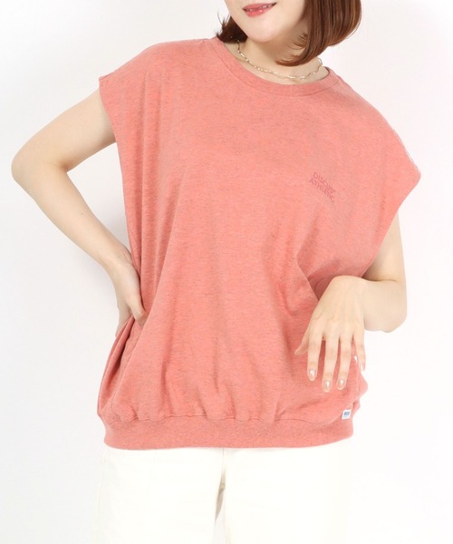 DISCUS ATHLETIC(ディスカス アスレチック)の「DISCUS ATHLETIC(ディスカスアスレチック)杢天竺ノースリーブTシャツ/ビッグシルエット/無地(Tシャツ/カットソー・レディース・ホワイト/パープル/グレー/イエロー/オレンジ・M/L)」の11枚目の写真